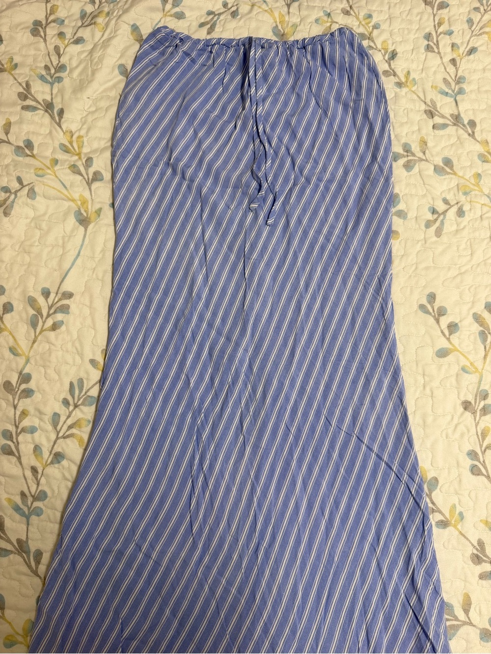 Blue and White Striped Maxi Skirt
